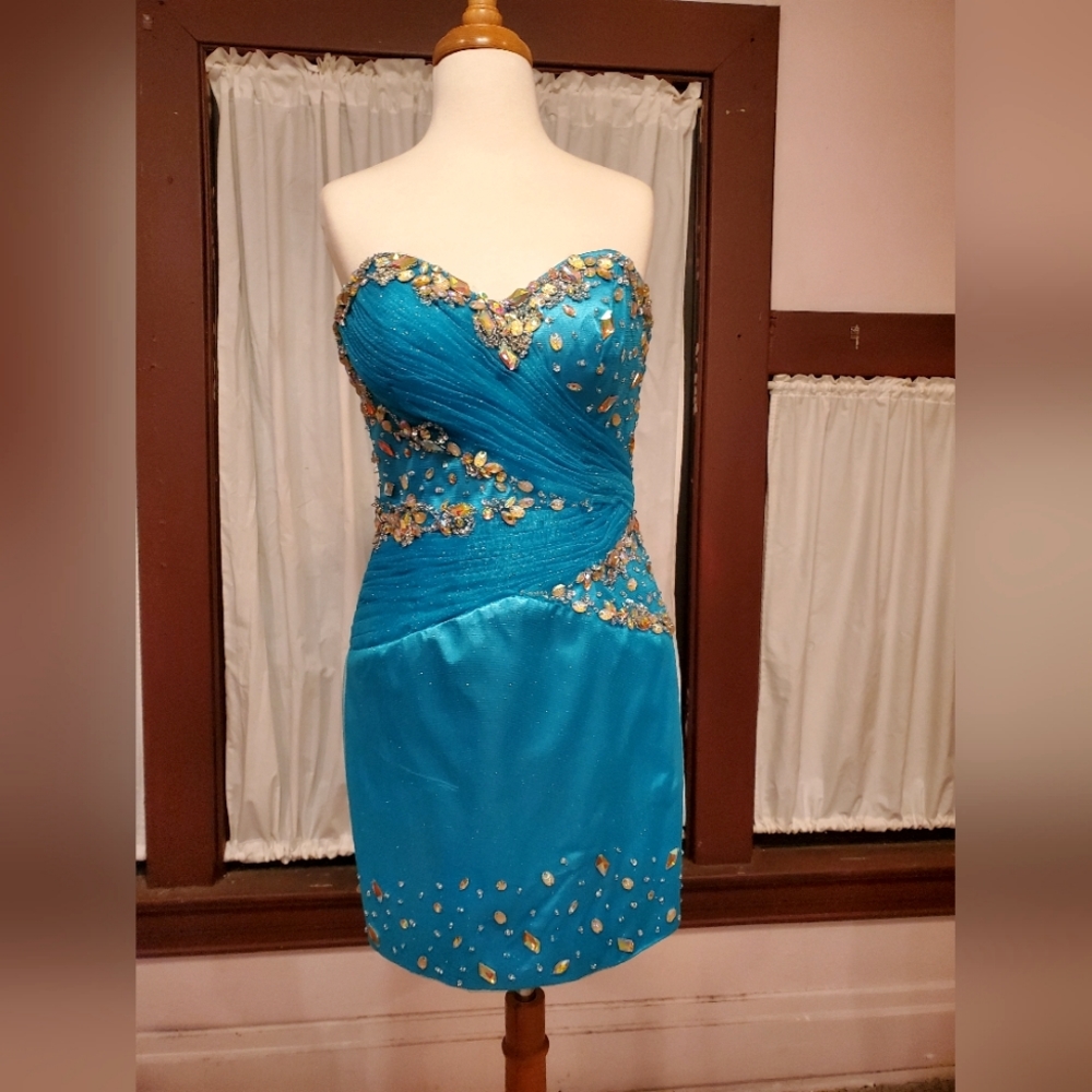 Turquoise Blue Corset-back Shortie